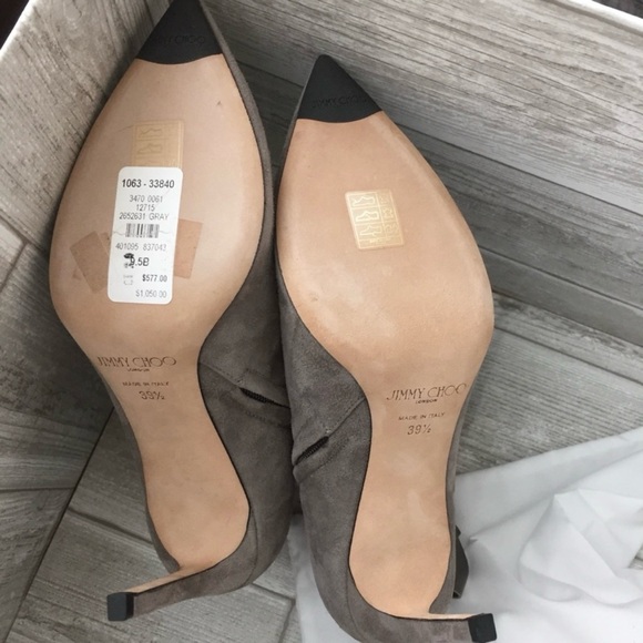 Auth Jimmy Choo Kassidy Suede Booties Bow Pointed Toe Ankle Boots Stilettos 39.5 - Picture 10 of 16